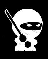 JDM Mini Ninja 5" Tall Ninja Katana Blade Decal Sticker for Laptop Car Window Tablet Skateboard - White