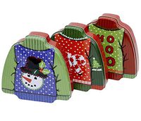 Christmas Extra Small Gift Boxes Gift Card Holders Tin Money Holder With Lids & Holiday Designs of Red And Green, Sweater Tins For Gift Giving cash on Xmas (Set Of 6)