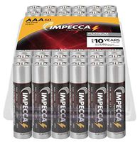 IMPECCA AAA Alkaline Batteries, 60 Pack High-Performance, Long Lasting, and Leak Resistant, Premium LR6 Battery, Platinum Series, Recloseable Box, 60 Count