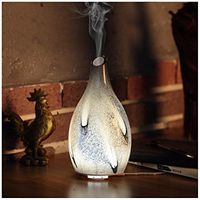 Ellestfun Essential Oil 120ml, Handmade Glass Art Enamel Pattern,Ultrasonic Aromatherapy Diffuser with Intermittent Setting, Soft and Bright Night Light, Cool Mist Humidifier for Ho, Black