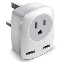 European Adapter, European Plug Adapter, International Power Adapter for Europe, Europe Travel Adapter Plug Adapter with 2 USB Ports (Type G -UK, Ireland)