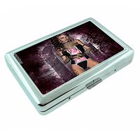 Bad Girls Pin Up Girl Model Silver Cigarette Case S4 Metal Wallet Id Holder 4" X 2.75" RFID Protection