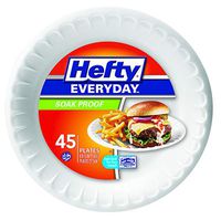 Hefty Everyday 9 Inch Foam Plates, White, 45 Count