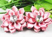 20pc Satin The Ribbon Flowers with The Appliques Craft DIY Wedding to Pink