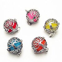 Dandan DIY 5pcs Bird Brass Cage Owl Heart Landmine Tree Locket Perfume Essential Oil Aromatherapy Diffuser Charms Round Ball Shaped Life-Tree Hollow Pendant Craft Diffusion Ball (Life-Tree 2)