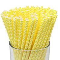 Just Artifacts 100pcs Premium Biodegradable Chevron Striped Paper Straws (Chevron, Yellow)