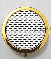 BlackKey Mustache Print Pattern 3-Compartment Decorative Pocket Gift Box Case Organizer for Pill, Color 2 -703