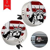 Statue Of Liberty And National Flag two silver air freshener aromatherapy essential oil diffusers for car vent clip portable with four refill pads 1.33x1.83in