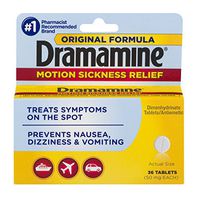 Dramamine Motion Sickness Relief Original Formula, 50 mg, 36 Count