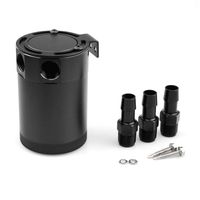 Tasan Racing Universal Aluminum Baffled 3 Port Oil Catch Can/Tank/Air-Oil Separtor 2 Inlets 1 Outlet Black