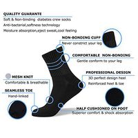 Well Knitting Diabetic Socks for Men & Women Non-Binding Top Quarter Socks 4 Pairs (L, Dark Grey)