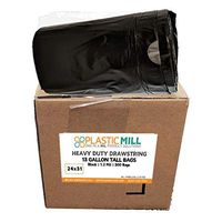 PlasticMill 13 Gallon Garbage Bags, Drawstring: Black, 1.2 MIL, 24x31, 200 Bags.