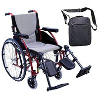 Karman S-Ergo 115 Ultra Lightweight Ergonomic Wheelchair | Seat Size 16" X 17" | Upgraded to Elevating Legrests | Quick Release Wheels in Red & Free Front Zip Pocket Bag Black!