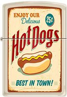 Zippo Hot Dogs Best in Town Poster Cream Matte Windproof Lighter New Rare