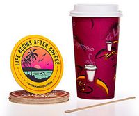 Solo Bistro 20 oz Hot Paper Coffee Cups (100ct) Bundle - Cup, Lid, Stir Stick, and Coaster - Eco-Friendly, BPA Free, Leak Resistant