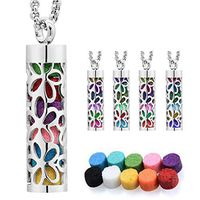 Diffuser Necklace, Essential Oil Container Pendant Necklace 316L Stainless Steel Aromatherapy Locket Anxiety Whistle Necklace Gift for Men Women (3)