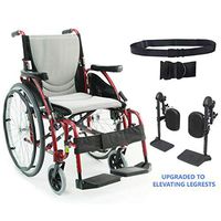 S-Ergo 125 Ergonomic Wheelchair | Seat Size 18" X 17" | Flip-Back Armrest | Upgraded to Elevating Legrests | Frame Color Red & Free Black Wheelchair Seatbelt!
