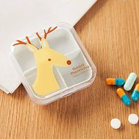 Gotian Mini Drug Box is Packed with Small Medicine Box One Week Travel Tablets and Drug ~ Cartoon Pattern Transparent Convenient Pill Box ~ 4 Compartment Packing (6.5x6.5cm) (Yellow)