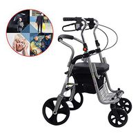 GJNWRQCY Lightweight Folding Four Wheel Rollator Walker with Double Brake System, Height Adjustable, Ergonomic Handles, Limited Mobility Aid