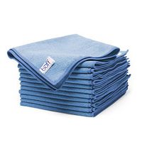 Buff Microfiber Cleaning Cloth | Blue (12 Pack) | Size 16" x 16" | All Purpose Microfiber Towels - Clean, Dust, Polish, Scrub, Absorbent 
