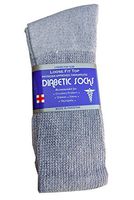 J&J 3, 6, or 12 Pairs Diabetic CREW circulatory Socks Health Men’s Cotton ALL SIZE (Grey 3Pack, 10-13)
