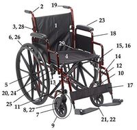 Drive Replacement Parts (Each Part Sold Seperately) Rebel Wheelchair RTLREB18-2. Back Cane, Hand Grip & Bolt