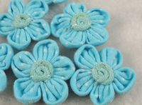 20pcs Sewing Appliques Cotton Five Flower Baby Pick Color (Blue)