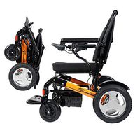 EBEI Foldable Compact Electric Wheelchair Deluxe Powerful Dual Motor Mobility Aid Power Chair - Weighs only 50 lbs with Battery -Supports 300 lbs, 12" Rigid Rubber Tyre Wheel 2 Batteries+2yrs Warranty