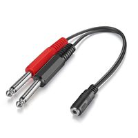 URWOOW 3.5mm 1/8" Female TRS Stereo to Dual 6.35mm 1/4" Mono TS Male Adapter Converter Y Splitter Cable 8 inch