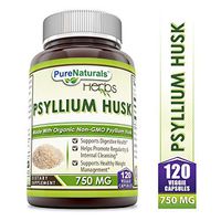 Pure Naturals Psyllium Husk - 750 mg Veggie Capsules (120 Count). Supports Digestive & Immune Health*, Support Healthy Weight Management*