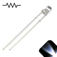 Lighthouse LEDs 12v 3mm Round Top Clear Lens LED - Cool Clear White LED - Ultra Bright - Built in/Internal Resistor - 5v, 6v, 7v, 8v, 9v, 10v, 11v, 13v, 14v, 15v (Pack of 10)