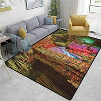 YucouHome Natural Cave Animals Door Mats Outdoors, Colorful Geological Cistern Rainwater Harvest with Luminous Reflections Picture, Easy Maintenance Area Rug Living Room Bedroom Carpet(8'x 10') Multi