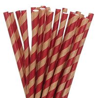 Kraft with Red Stripe Paper Straws (100)