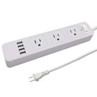 Power Strip 2 Prong Extension Cord 6.6-Foot Power Cord with 3 Outlets and 4 USB Surge Protector Flat Plug (Pure White)