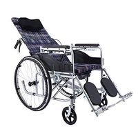 LYRWISHLY Transport Manual Wheelchair Folding Elderly Lightweight Wheelchair Free Inflatable Can Be Semi-Lying Full Lay Toilet Seat Wheelchair Attendant Trolley Can Bear 100kg Multifunction