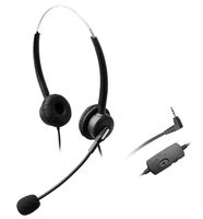 Wantek Dual Ear Call Center Telephone Headset with Mic + Volume Mute Controls for Grandstream AT&T TL88002 TL86103 TL86003 TL76108 TL7610 TL88102 TL86109 TL86009 with 2.5mm Headphone Jack(H120B04J25)