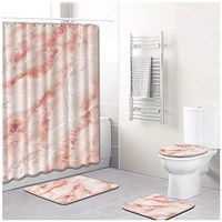 Naiflowers 4 Piece Sea Style Non Slip Bath Shower Curtain Sets, Bathroom Shower Curtain & Toilet Mat & Lid Cover & Rugs, Washable Shower Bath Curtain Carpet for Tub Entry Living Room (B)