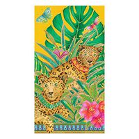 Caspari Leopards Paper Guest Towel Napkins in Yellow - Two Packs of 15