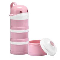 Burabi Baby Formula Dispenser Milk Powder Snack Containers Stackable Portable for Travel, 3 Compartments Pink