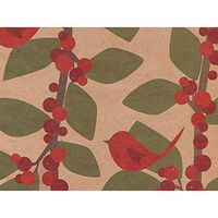 Red Bird Berries 24"x 85' Roll Gift Wrap (Kraft)
