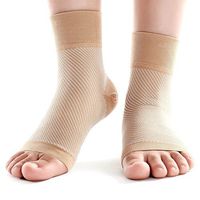 Walsilk 1 Pair Plantar Fasciitis Socks,Compression Foot Sleeves with Heel Arch & Ankle Support,Ankle Brace Pain Relief for Men,Women (Beige, M（Women US 4 - 7.5 | Men US 6 - 8）)
