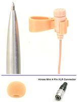 AV-JEFE TCM141 Lapel Tie Clip Microphone _ Beige Color, w Hirose Mini 4 Pin Connector for use with your Audio-Technica wireless systems