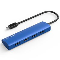 USB-C 4-Port Hub,USB C Adapter,Wavlink Slim Aluminum,Type C 3.1 Hub with 4 Port USB 3.0 for USB-C Devices Including New MacBook, Google Chromebook Pixel and More-[Blue]