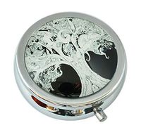 WuCong Tree of Life Custom Fashion Design Glass Round Pill Case Western Medicine Tablet Holder Decorative Box