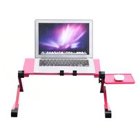 Laptop Desk Table with 2 Cooling Fan, 360° Legs Adjustable Foldable & Portable Laptop PC Table Computer Holder Riser Stand with Mouse Board for Bed Sofa, Light Weight Ergonomic TV Bed Lap Tray-Red