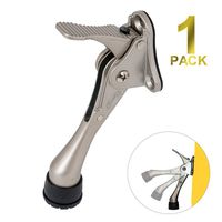 One-Touch semi-Automatic Door Stop - 4 inch Door Stopper with a Height-Adjustable Rubber by hashi (Satin Nickel)