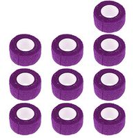 HOUTBY 10 Pack 1 inch Self Adhesive Cohesive Wrap Bandages Strong Elastic First Aid Tape Purple Wrist Ankle 2.5mx5cm