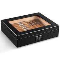 ZJ- Humidor Cigar Box, Cigar Humidor, Cedar Wood Cigar Box, Humidifier, Large Capacity Carbon Fiber Pattern && (Size : 25.9x22x6.8cm)