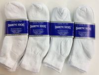 12 Pairs of Mens White Diabetic Ankle Socks 10-13 Size Made in USA