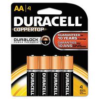 Duracell Coppertop Alkaline AA Batteries with Duralock Power Preserve Technology, 4 Per Pack (Pack of 4)